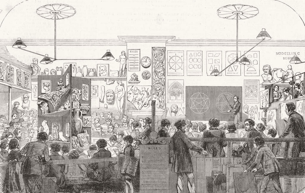 LONDON. School of drawing & modelling, Camden Town 1852 old antique print
